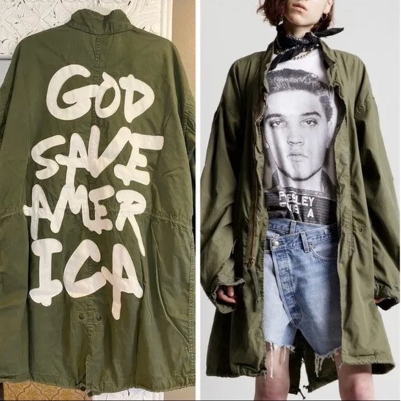 R13 God Save America Jacket Army L OS Repurposed - Picture 5 of 16